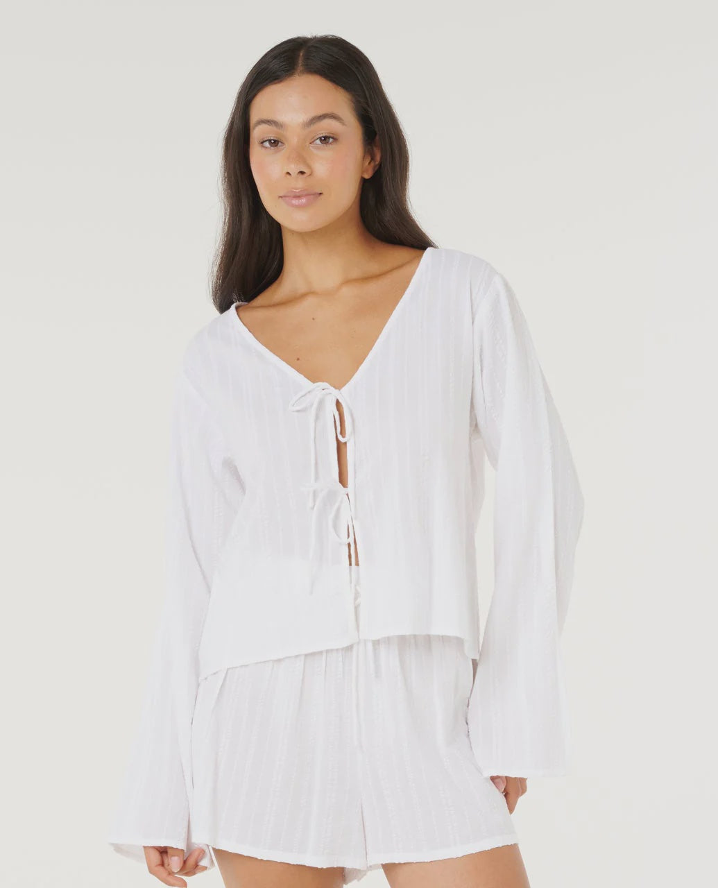 HAZE TIE FRONT L/S TOP