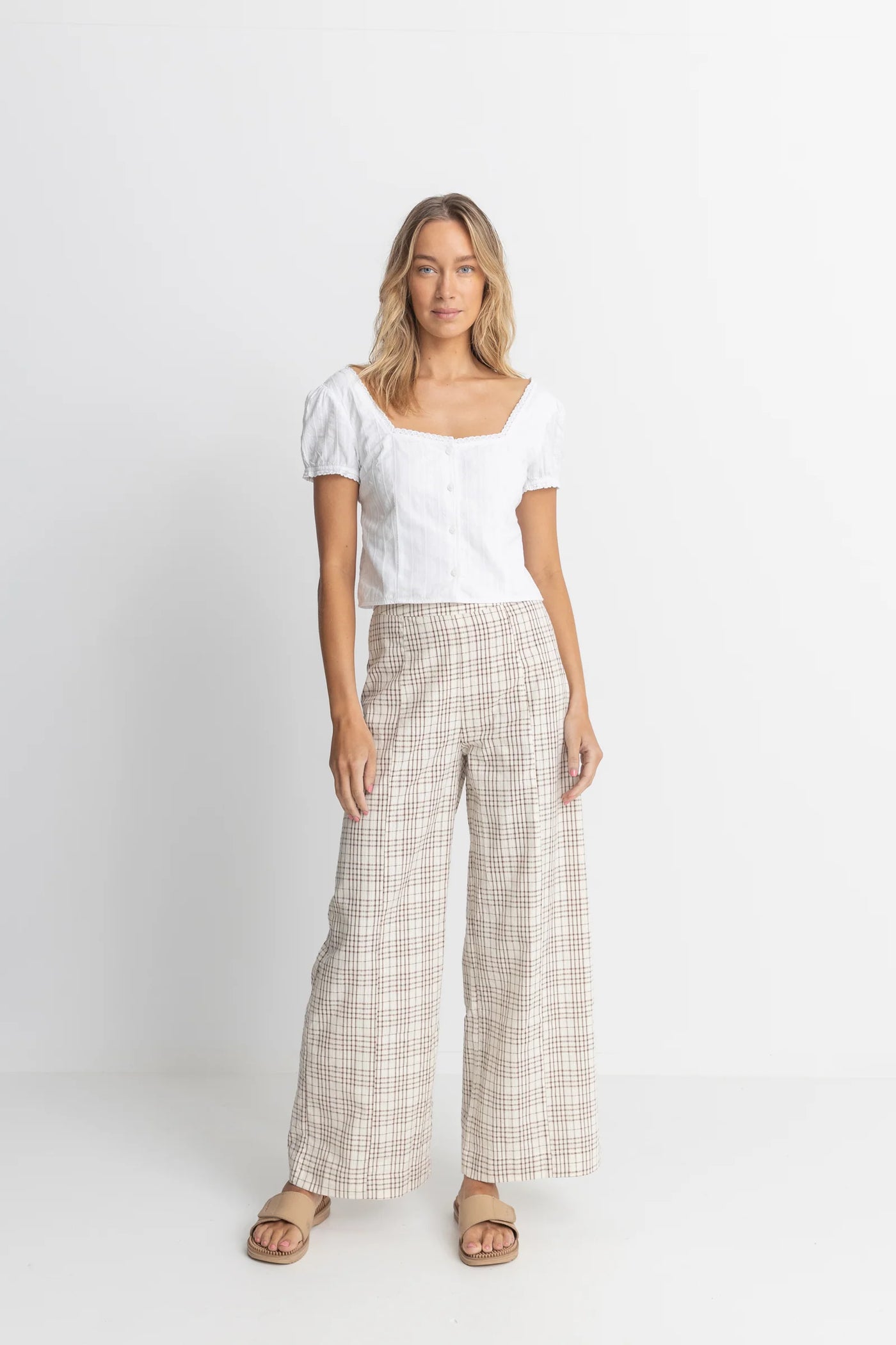 RUMI CHECK WIDE LEG PANT