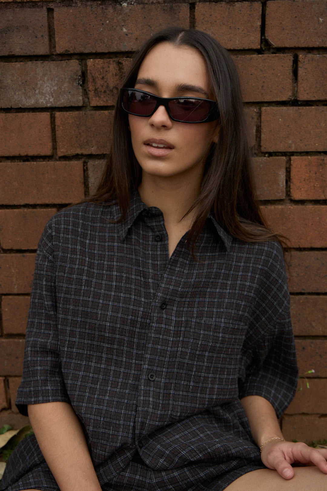 DUSK HEMP SEER SUCKER CHECK SHIRT