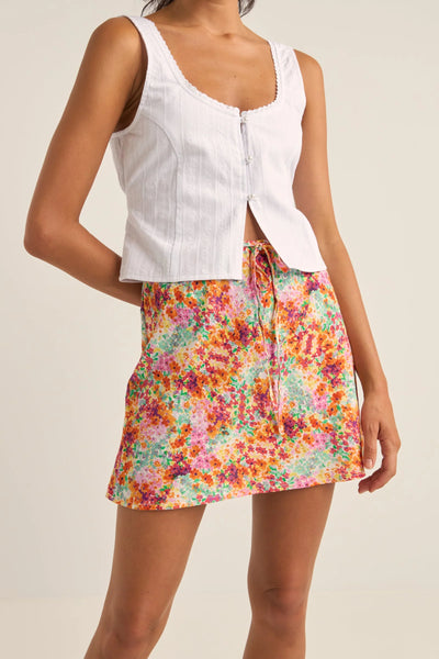 SIERRA FLORAL BIAS CUT MINI SKIRT