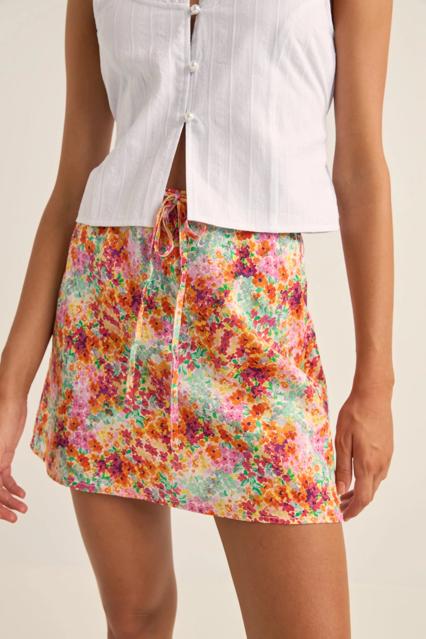 SIERRA FLORAL BIAS CUT MINI SKIRT