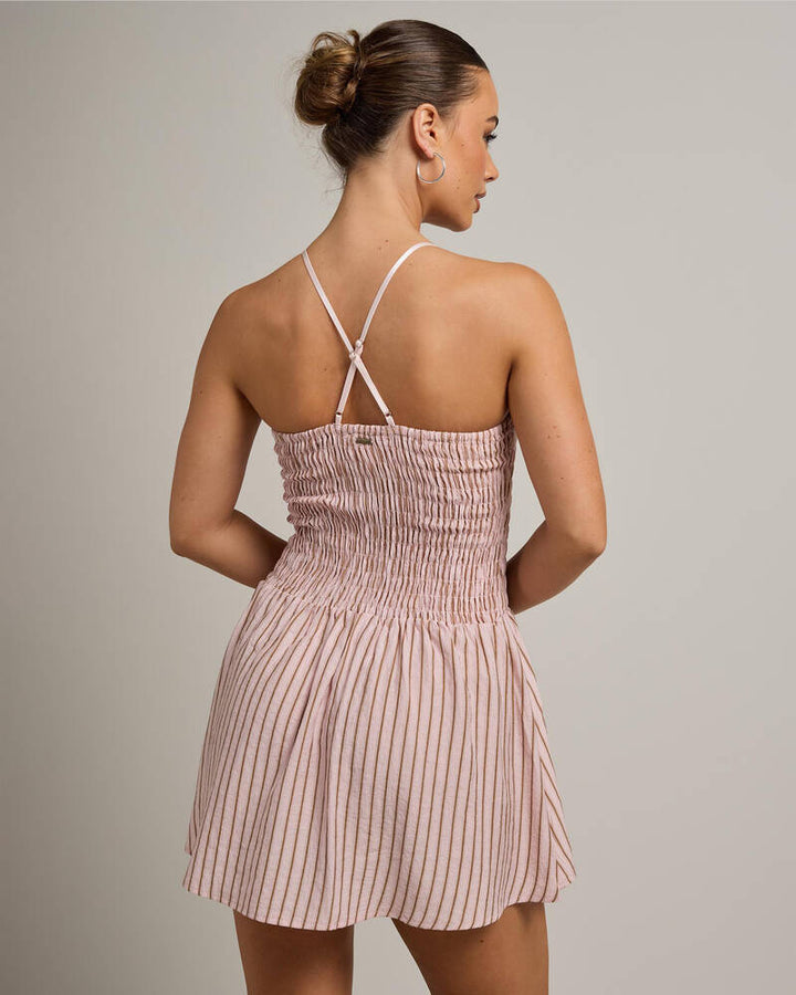 MIMI SMOCKED STRIPE MINI DRESS