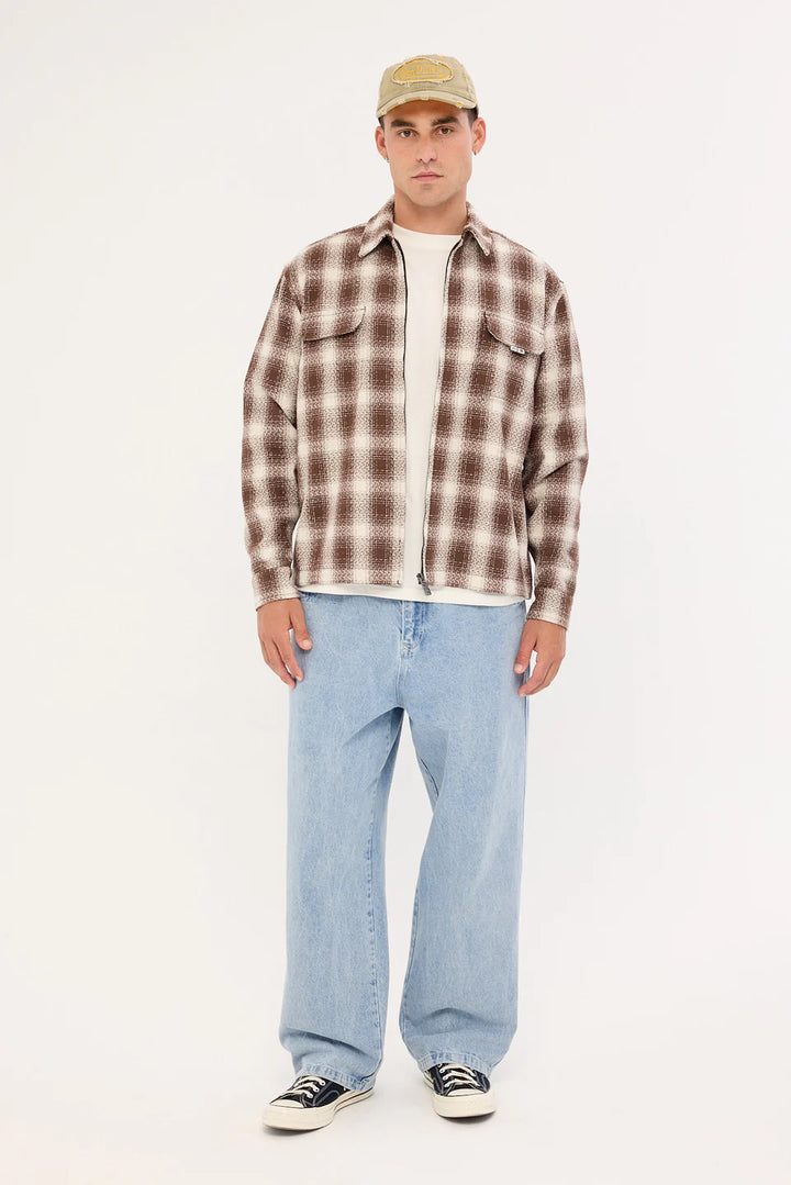 ZEAL ZIP THRU OVER SHIRT - PINECONE
