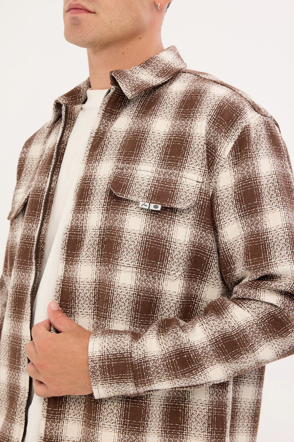 ZEAL ZIP THRU OVER SHIRT - PINECONE