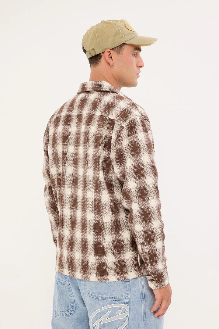 ZEAL ZIP THRU OVER SHIRT - PINECONE