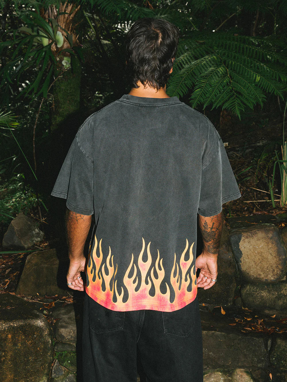 BURNING SKULL BOXY TEE