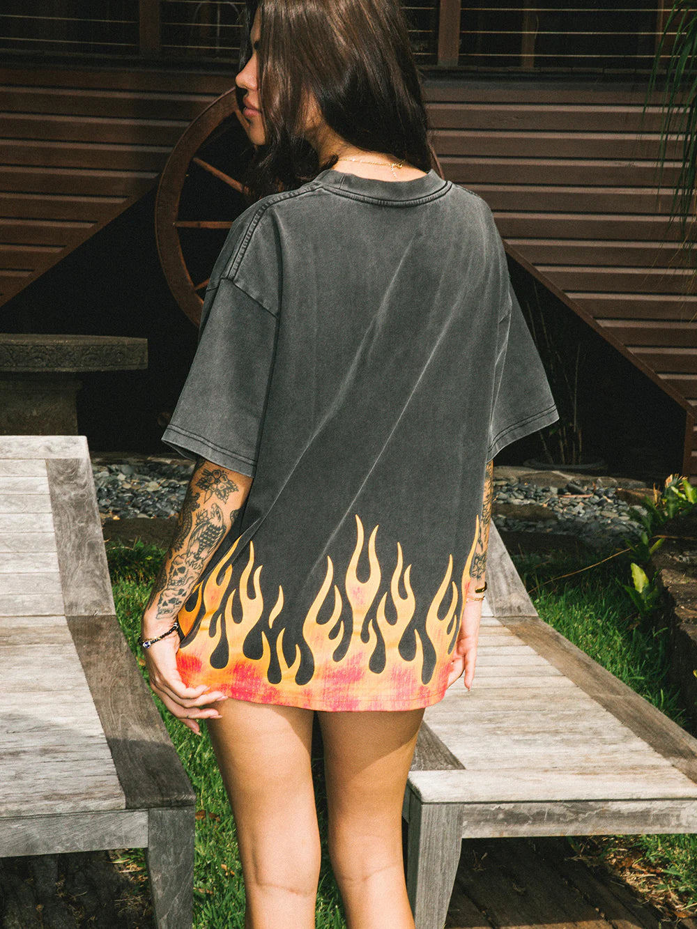 BURNING SKULL BOXY TEE