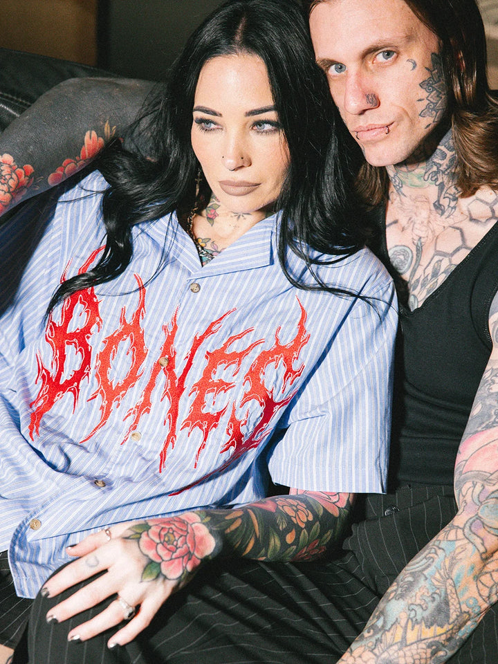 ROCKER STRIPED BOWLO SHIRT