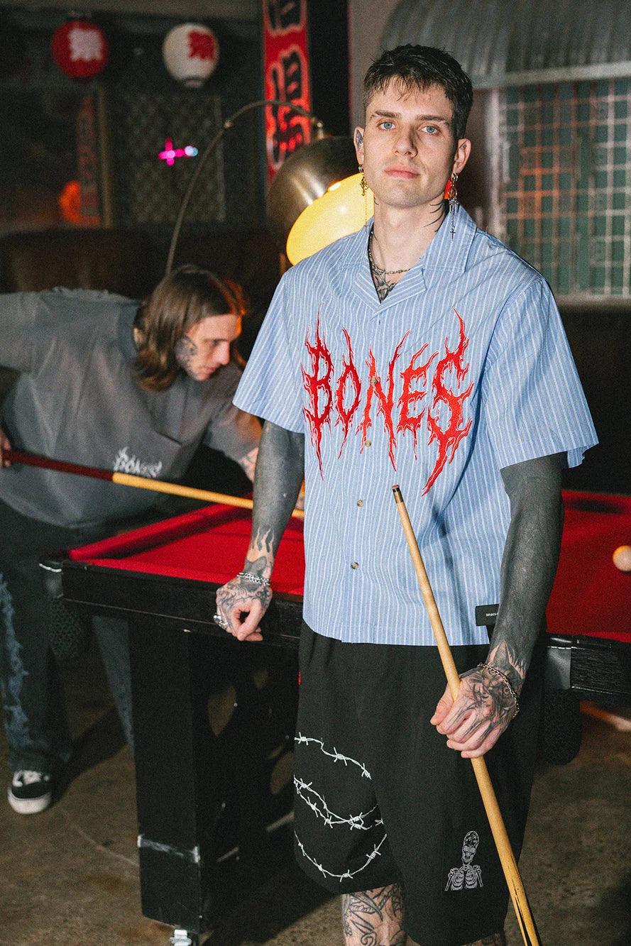 ROCKER STRIPED BOWLO SHIRT