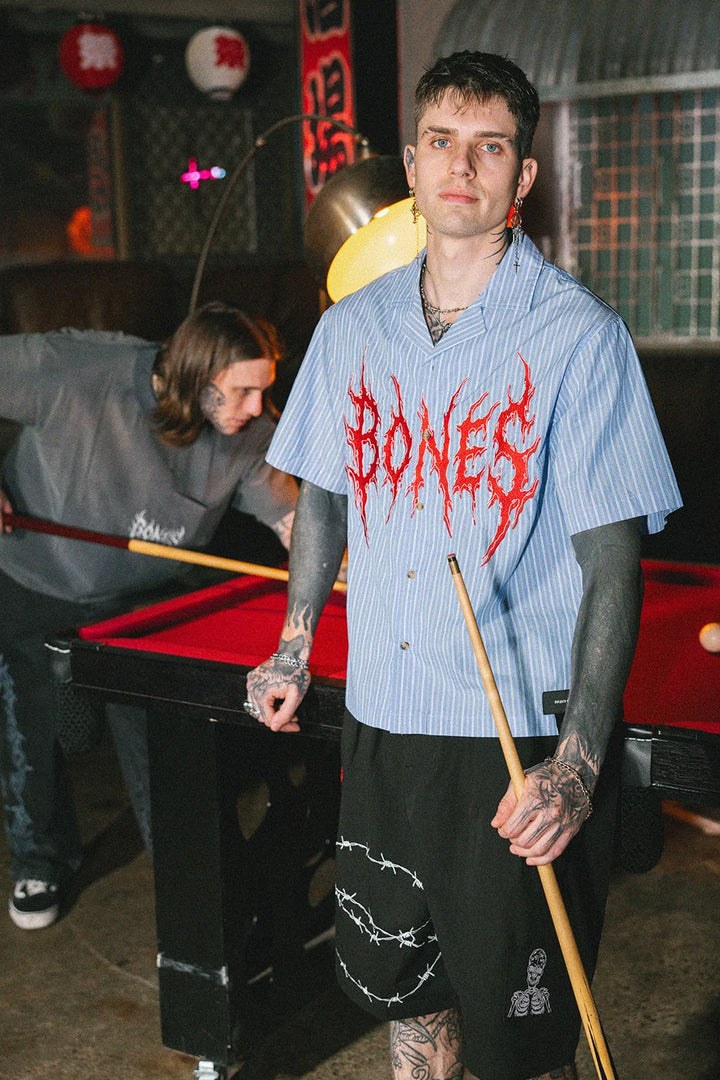 ROCKER STRIPED BOWLO SHIRT