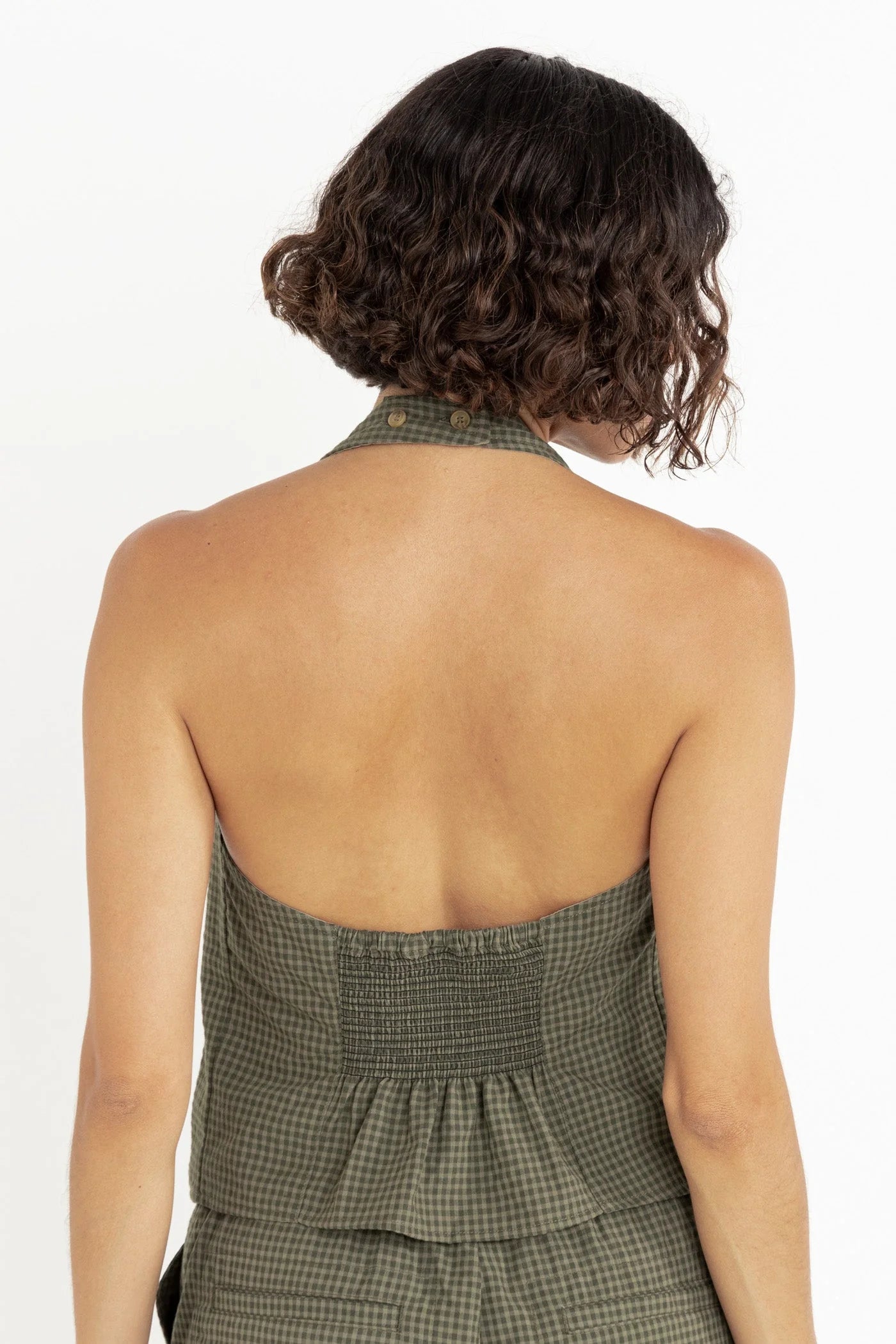 LOUISE CHECK HALTER TOP