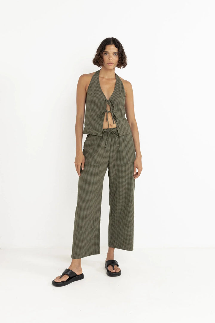 LOUISE CHECK HALTER TOP