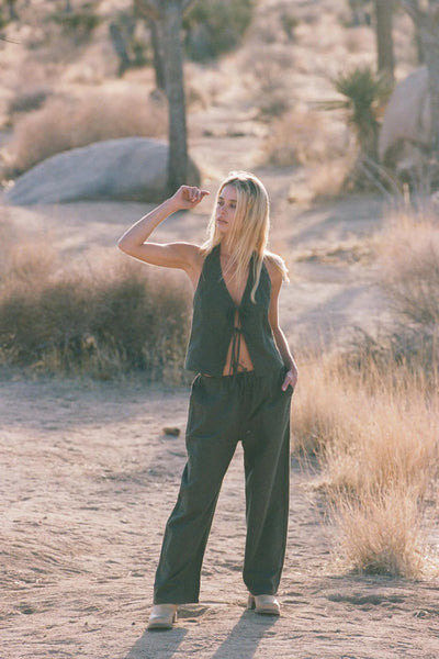 LOUISE CHECK DRAWSTRING PANT