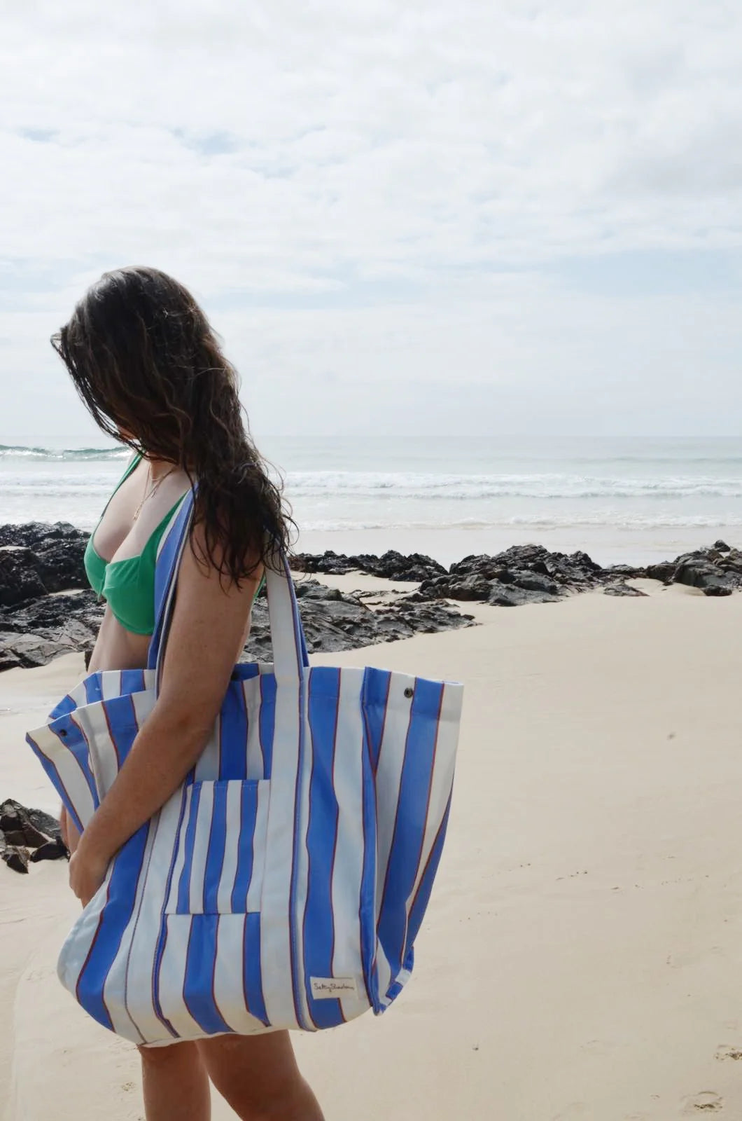 BLUE STRIPE BEACH BAG