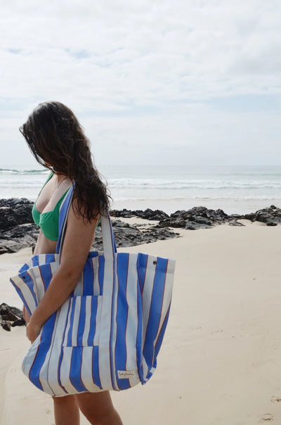 BLUE STRIPE BEACH BAG