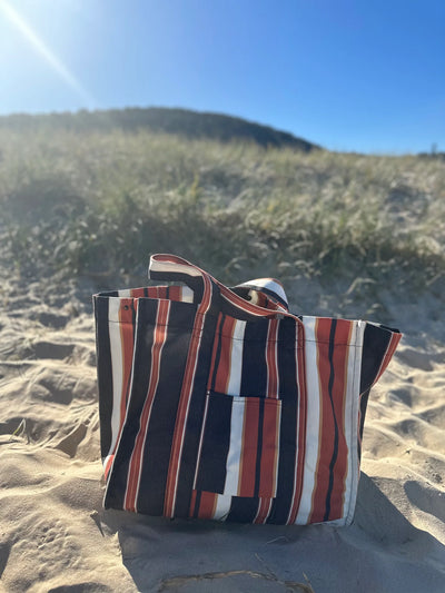 BROWN STRIPE BEACH BAG