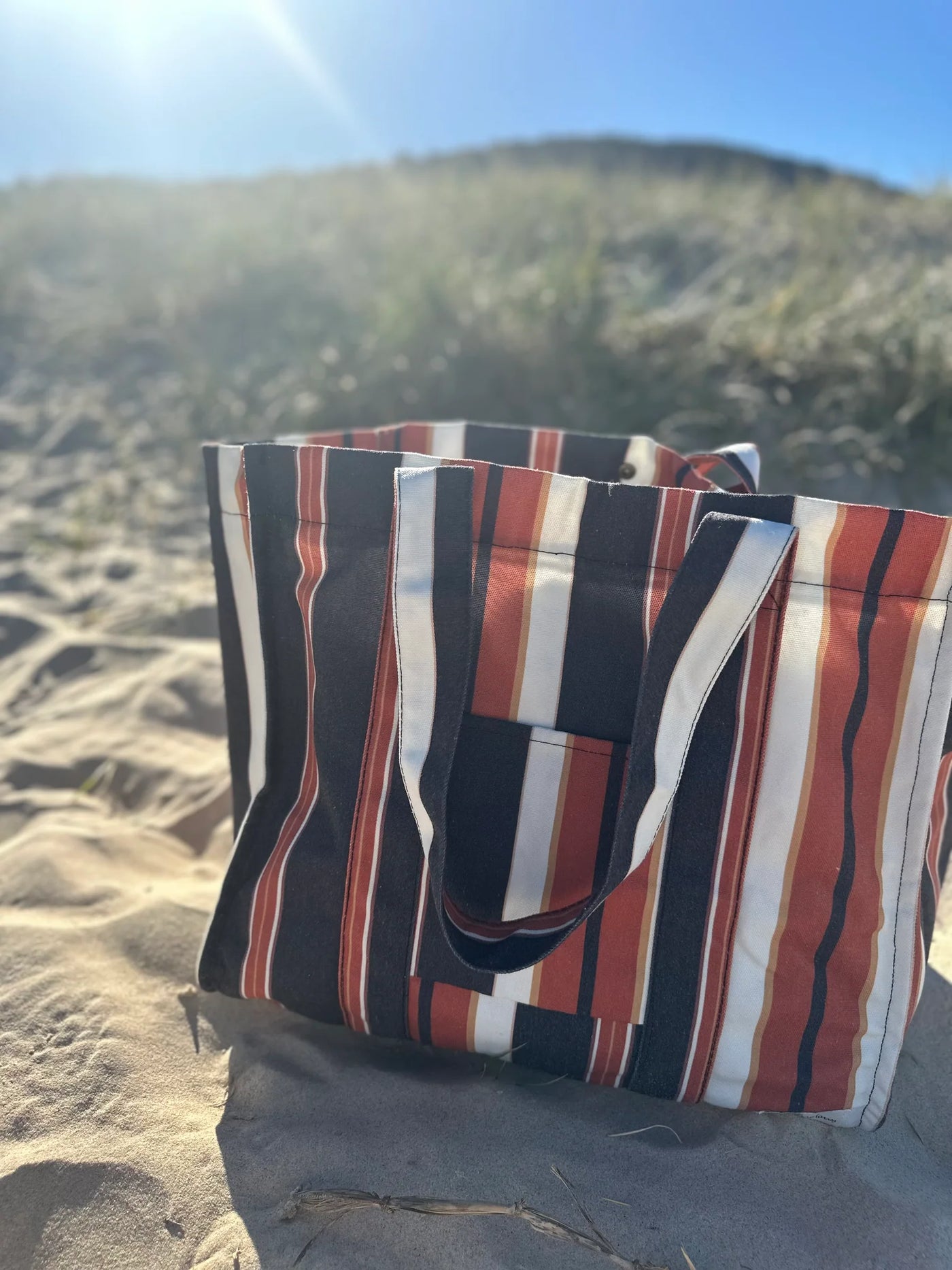 BROWN STRIPE BEACH BAG