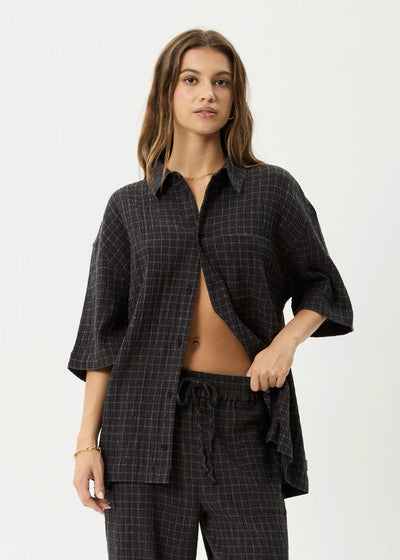 DUSK HEMP SEER SUCKER CHECK SHIRT