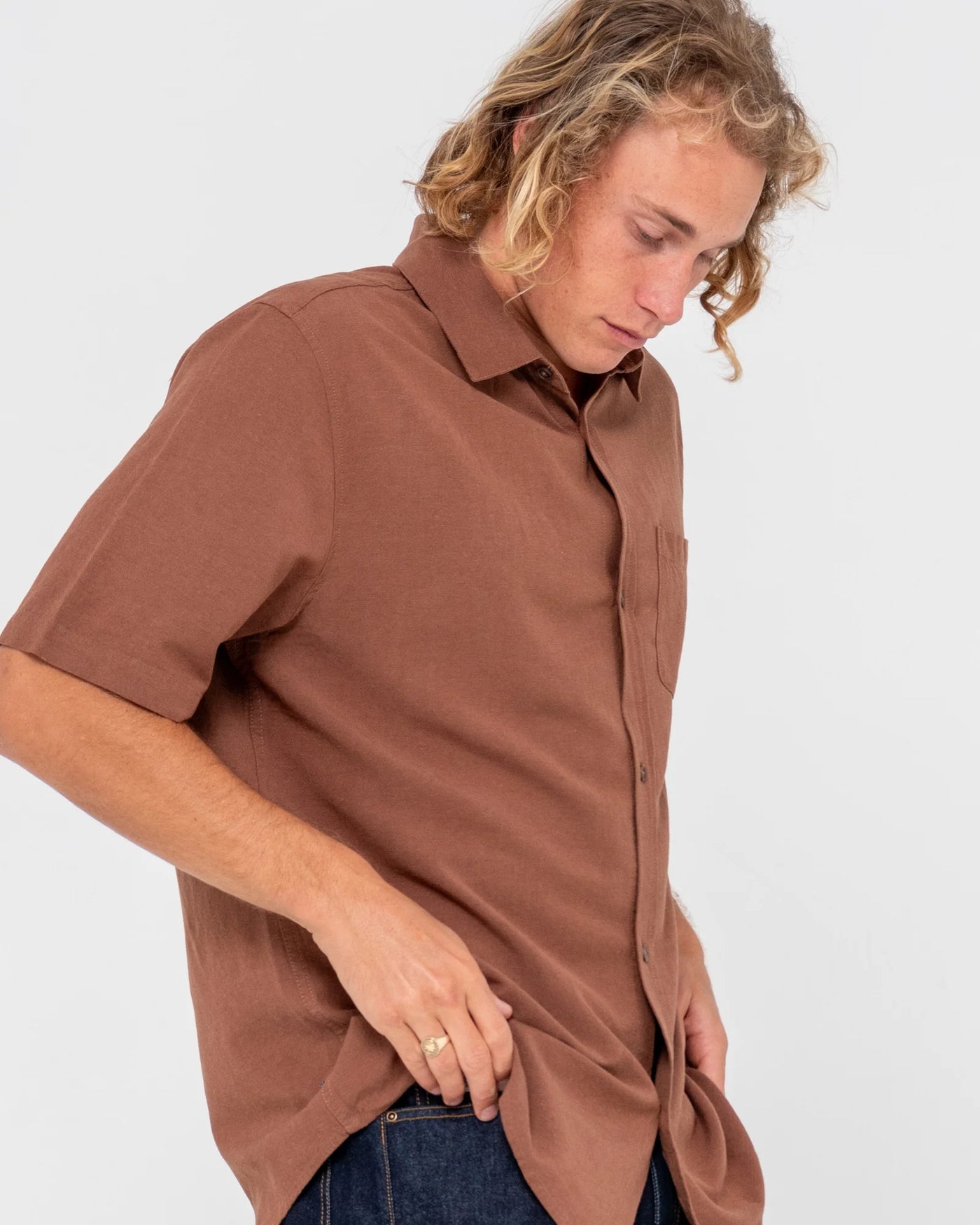 OVERTONE SHORT SLEEVE LINEN SHIRT