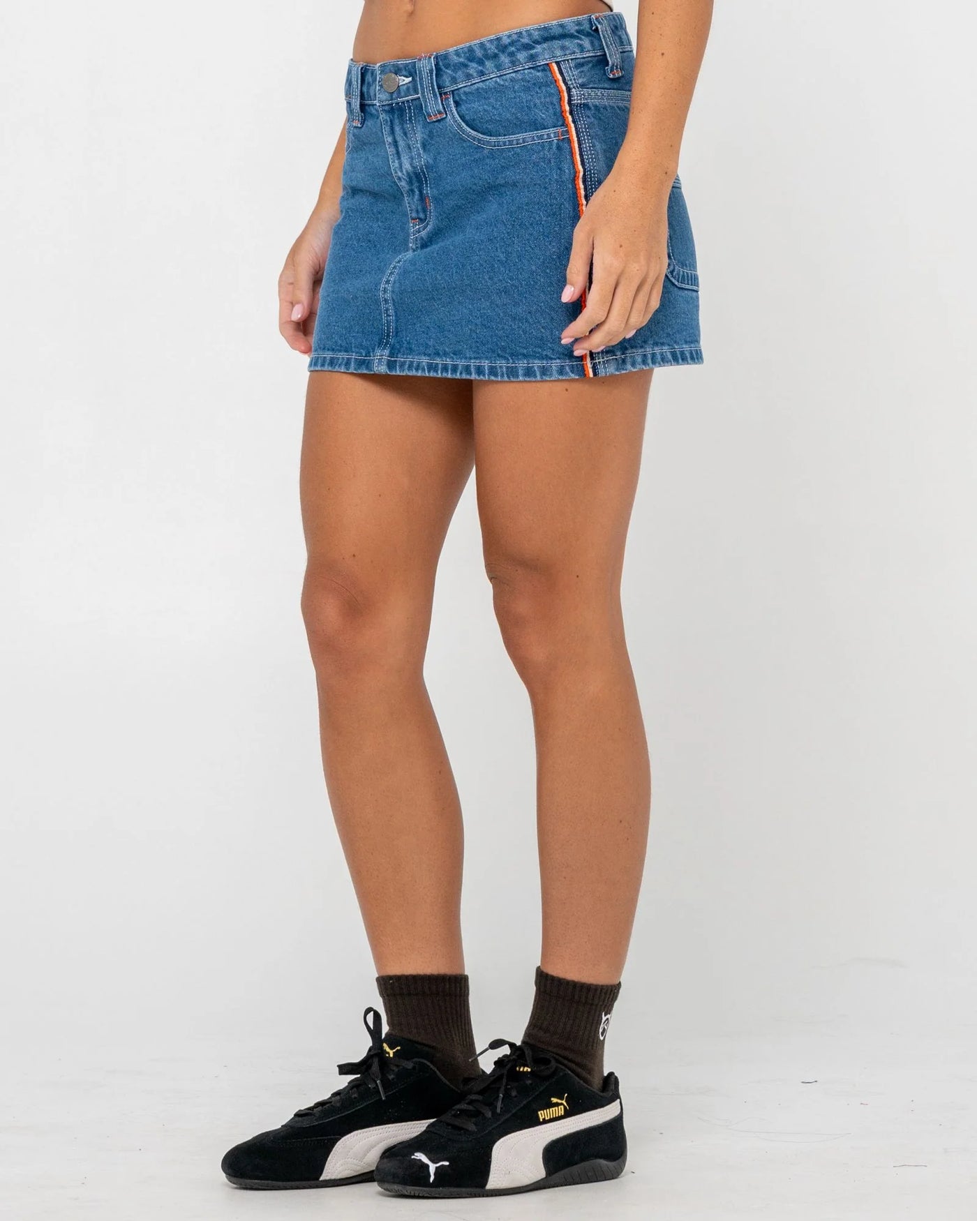 FLIP MOMMY LOW RISE MINI DENIM SKIRT