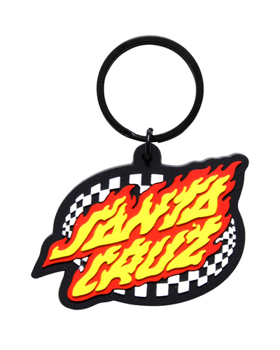 OVAL CHECK FLAME DOT RUBBER KEY RING