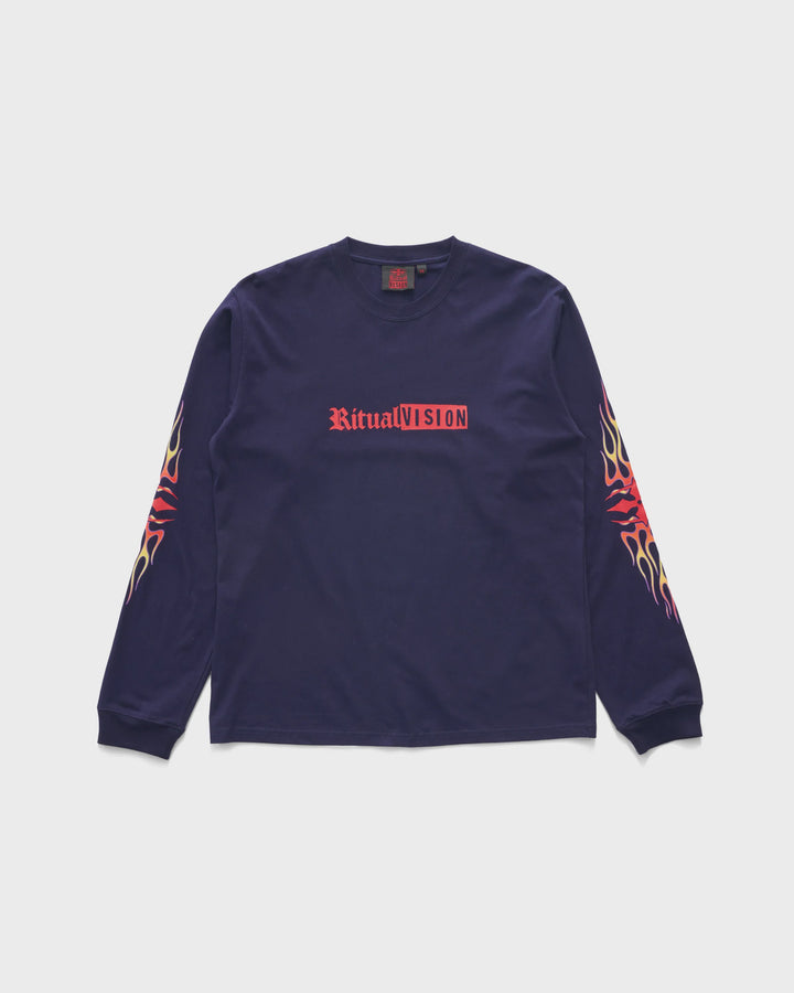 FLAME NAVY LS TEE