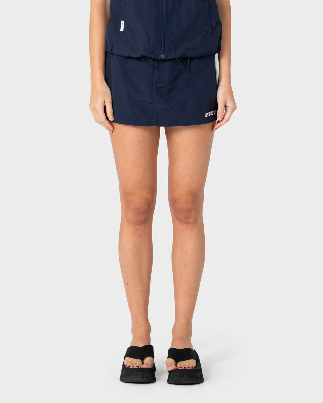 LOMBARDI NYLON MINI SKIRT - NAVY