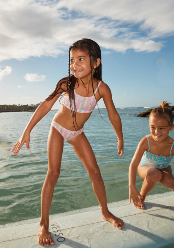 PINEAPPLE LINE CROP TOP TWO-PIECE BIKINI SET - GIRLS 2-7