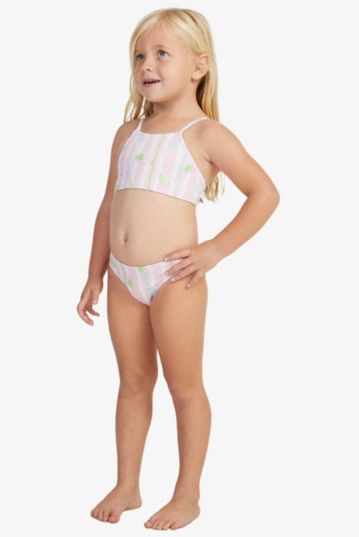 PINEAPPLE LINE CROP TOP TWO-PIECE BIKINI SET - GIRLS 2-7