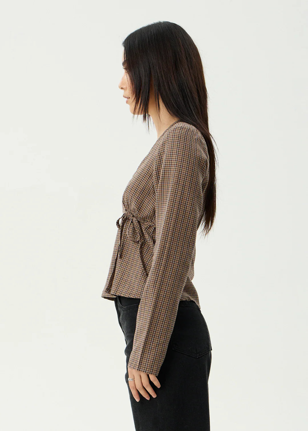 HOMETOWN RECYCLED CHECK LONG SLEEVE TOP