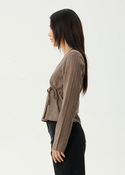 HOMETOWN RECYCLED CHECK LONG SLEEVE TOP