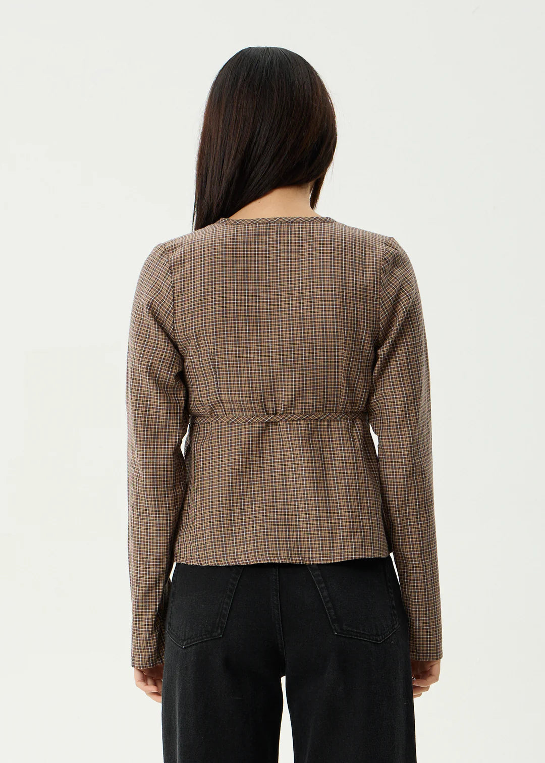 HOMETOWN RECYCLED CHECK LONG SLEEVE TOP