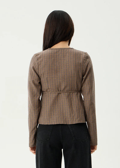 HOMETOWN RECYCLED CHECK LONG SLEEVE TOP