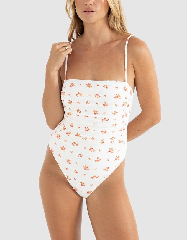 ROSIE FLORAL SCRUNCHED SIDE ONE PIECE