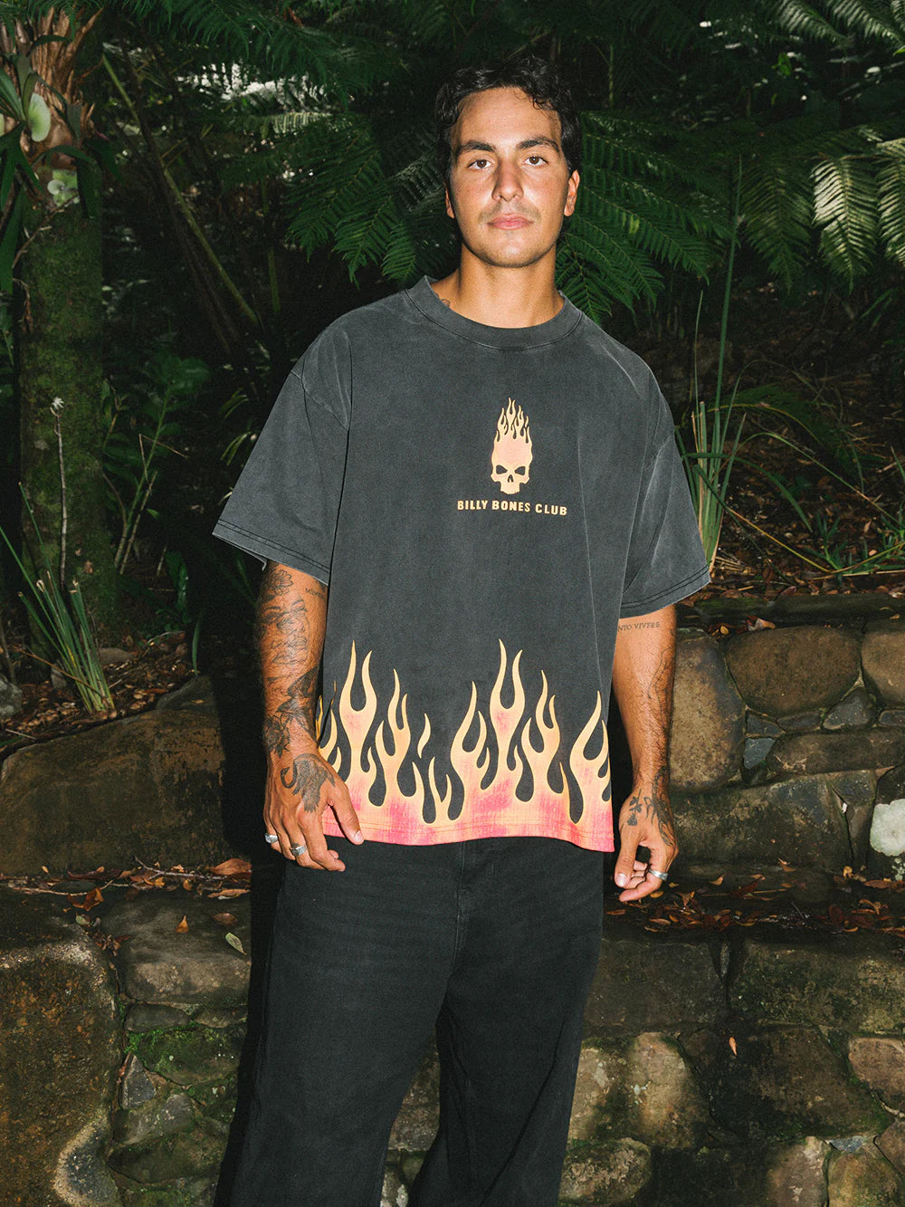 BURNING SKULL BOXY TEE