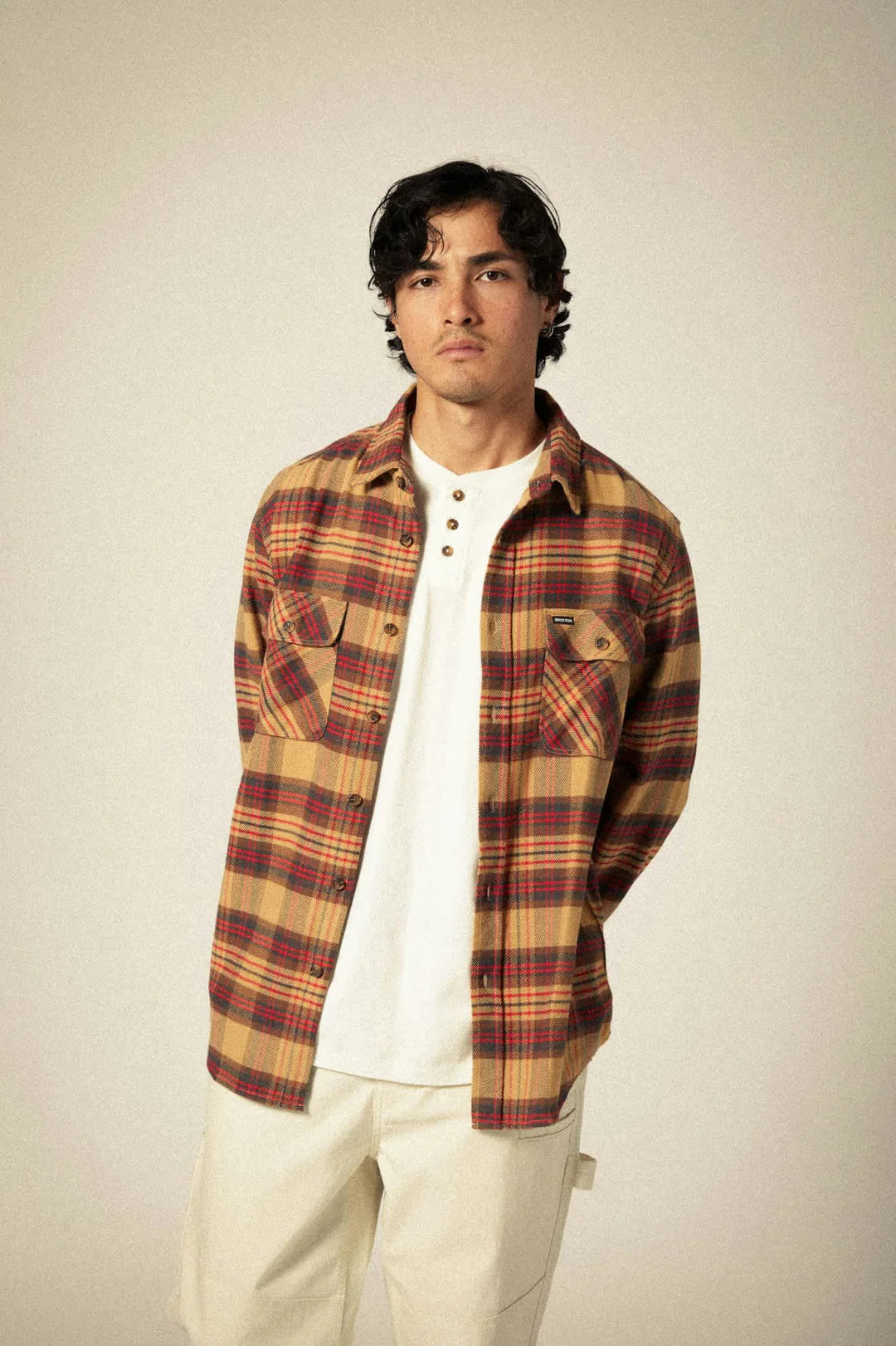 BOWERY L/S FLANNEL - CURRY/CRIMSON