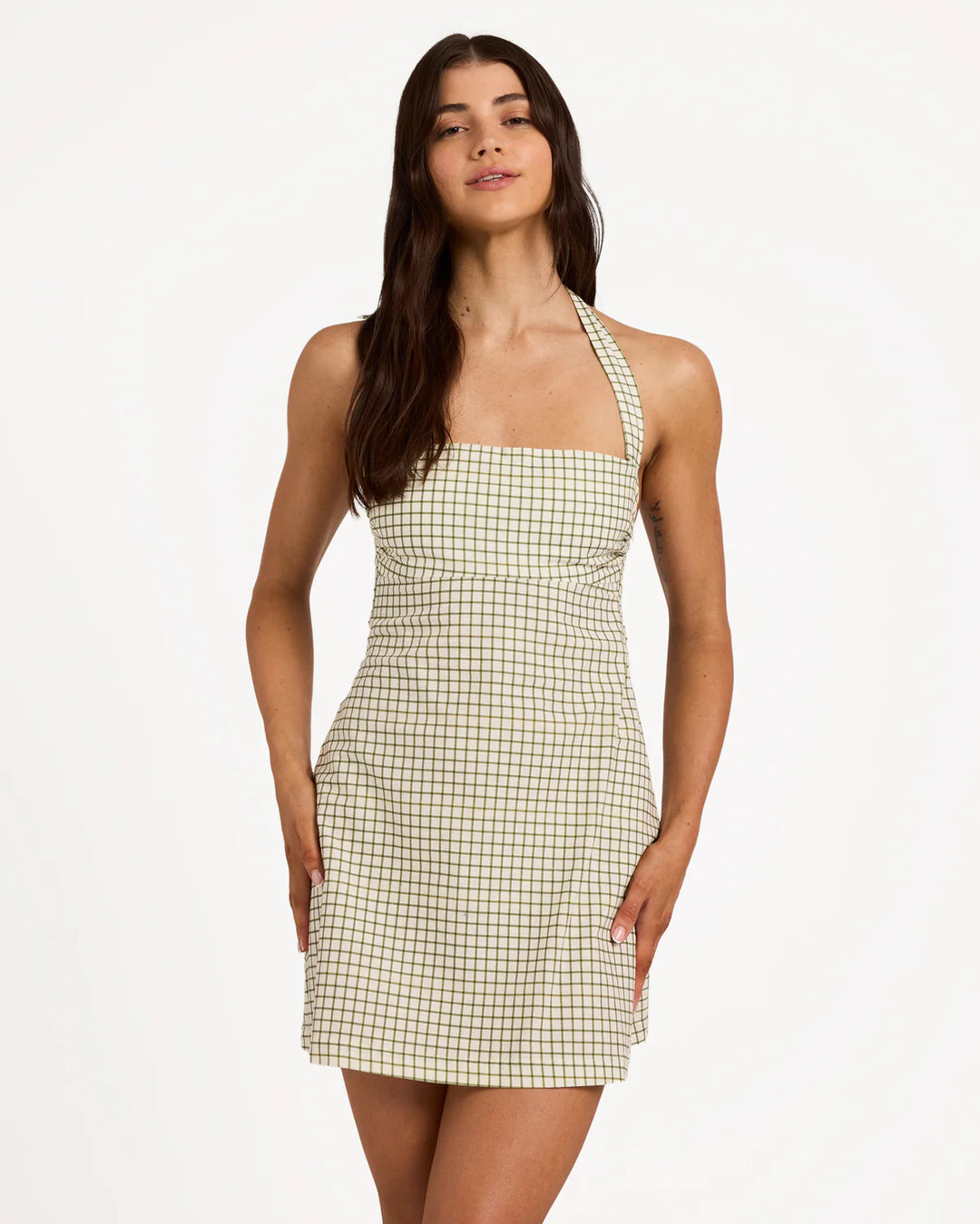 BREAK LINE HALTER DRESS