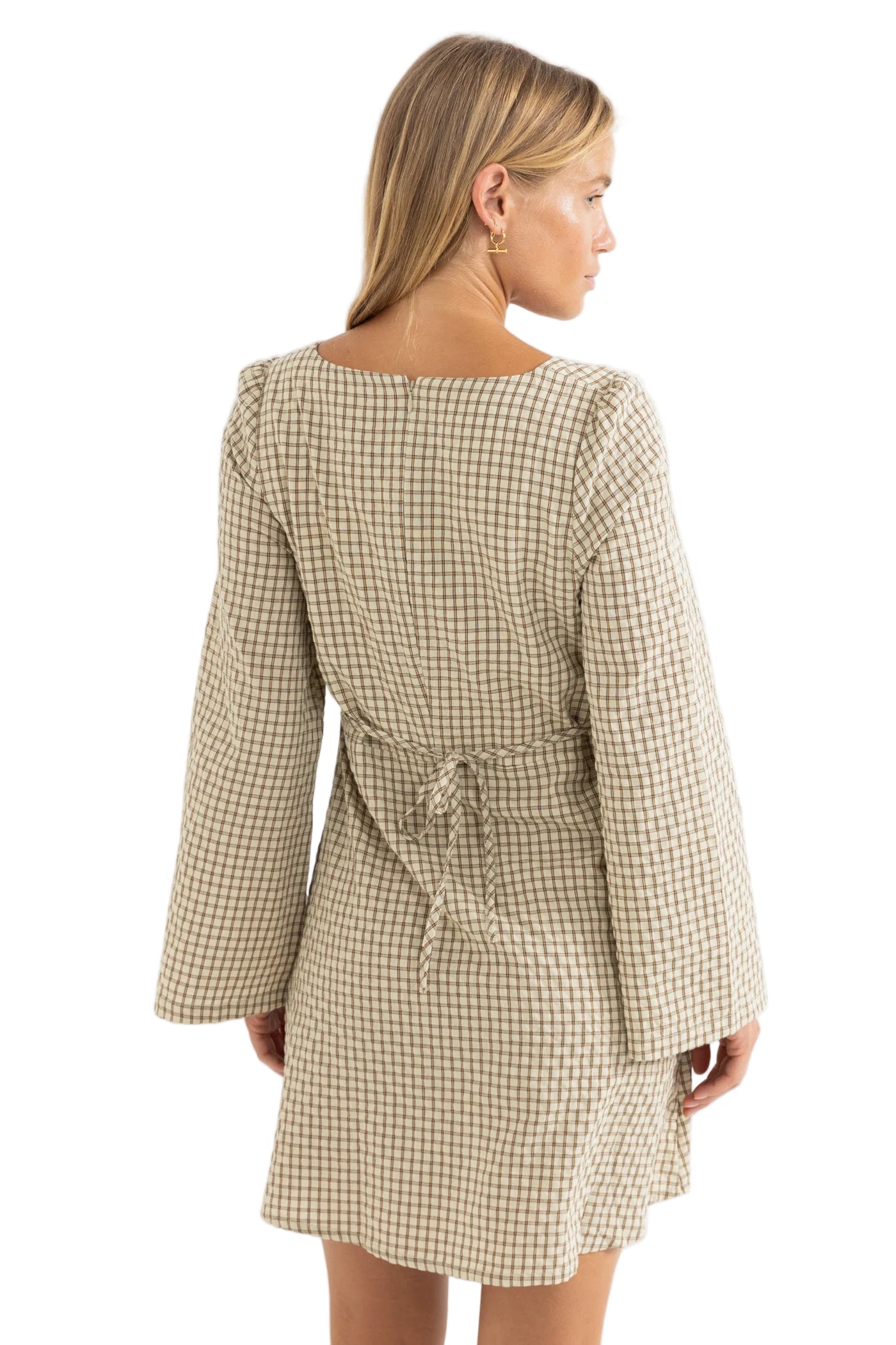 LUCA LONG SLEEVE CHECK MINI DRESS