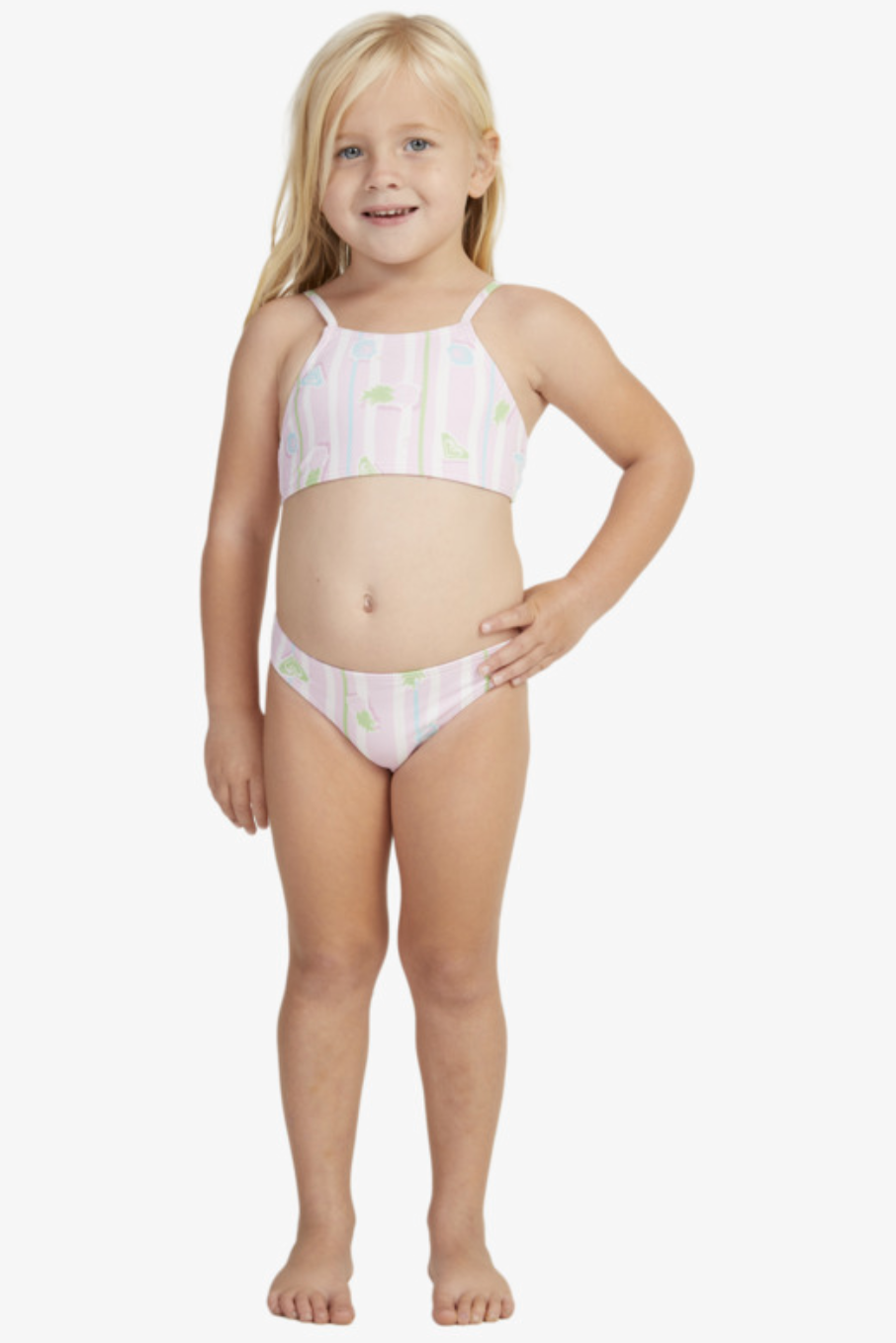 PINEAPPLE LINE CROP TOP TWO-PIECE BIKINI SET - GIRLS 2-7
